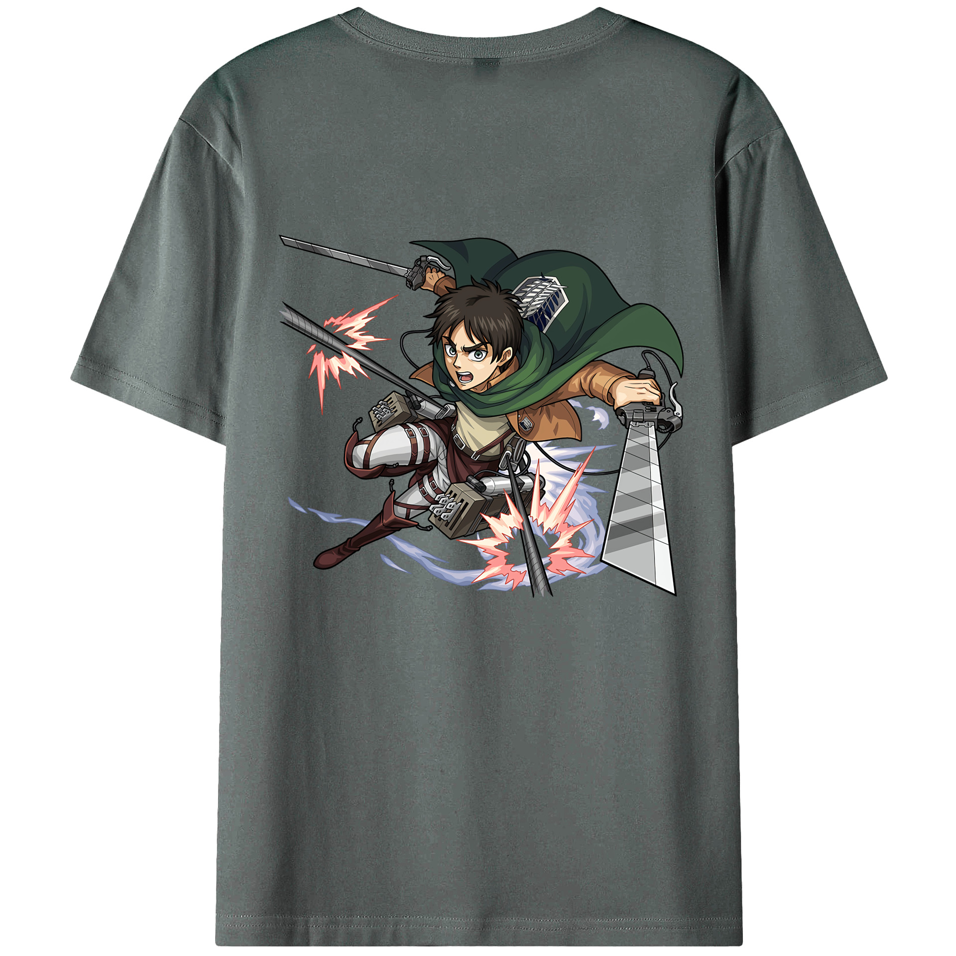 （画像用） 進撃の巨人 エレン･イェーガー Attack on Titan Eren Jäger 綿100％ メンズ半袖Tシャツ（バックプリント） 通気性